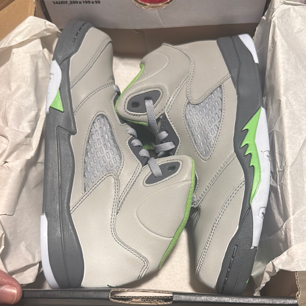 Jordan Gray and Green Retro Sneakers